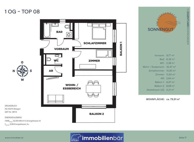 Wohnung zum Kauf - Erstbezug 320.000 € 3 Zimmer 79,9 m² 1. Geschoss Steegen 4722