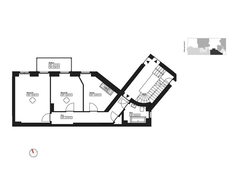 Wohnung zum Kauf 404.000 € 2 Zimmer 62,1 m²<br/>Wohnfläche 2.<br/>Geschoss ab sofort<br/>Verfügbarkeit Pfalzburger Str. 51 Wilmersdorf Berlin 10717