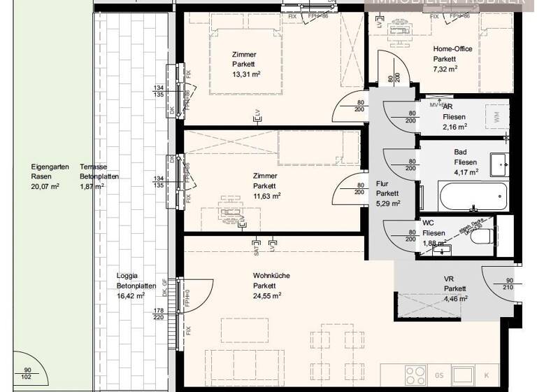 Wohnung zur Miete 958 € 4 Zimmer 74,8 m² EG frei ab 01.07.2026 Stockerau 2000