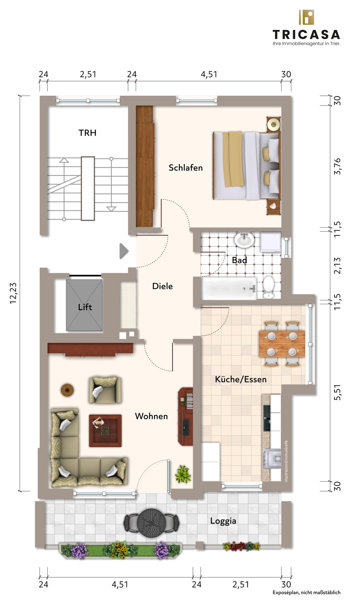 Wohnung zum Kauf 192.000 € 2 Zimmer 68,2 m²<br/>Wohnfläche 3.<br/>Geschoss Kreuzflur 79 Tarforst 3 Trier 54296