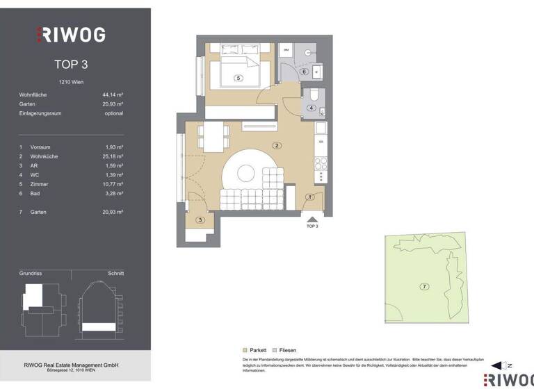 Wohnung zum Kauf - Erstbezug 249.000 € 2 Zimmer 44,1 m² 1. Geschoss Bahnsteggasse 4 Wien 1210