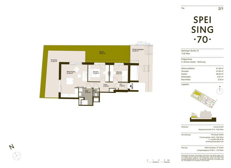 Wohnung zum Kauf - Erstbezug 650.000 € 3 Zimmer 61,3 m² EG frei ab 01.06.2026 Speisinger Straße Wien 1130