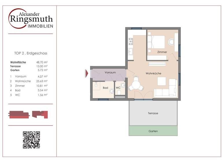 Wohnung zum Kauf - Erstbezug 279.000 € 2 Zimmer 48,7 m² Wolkersdorf im Weinviertel 2120