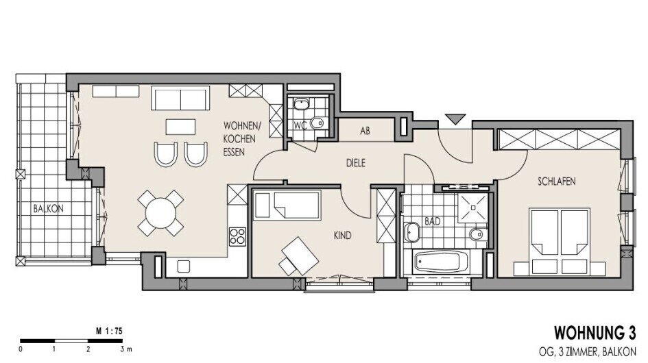 Wohnung zum Kauf provisionsfrei 898.500 € 3 Zimmer 78,3 m²<br/>Wohnfläche 1.<br/>Geschoss Gartenstadt Trudering München 81825