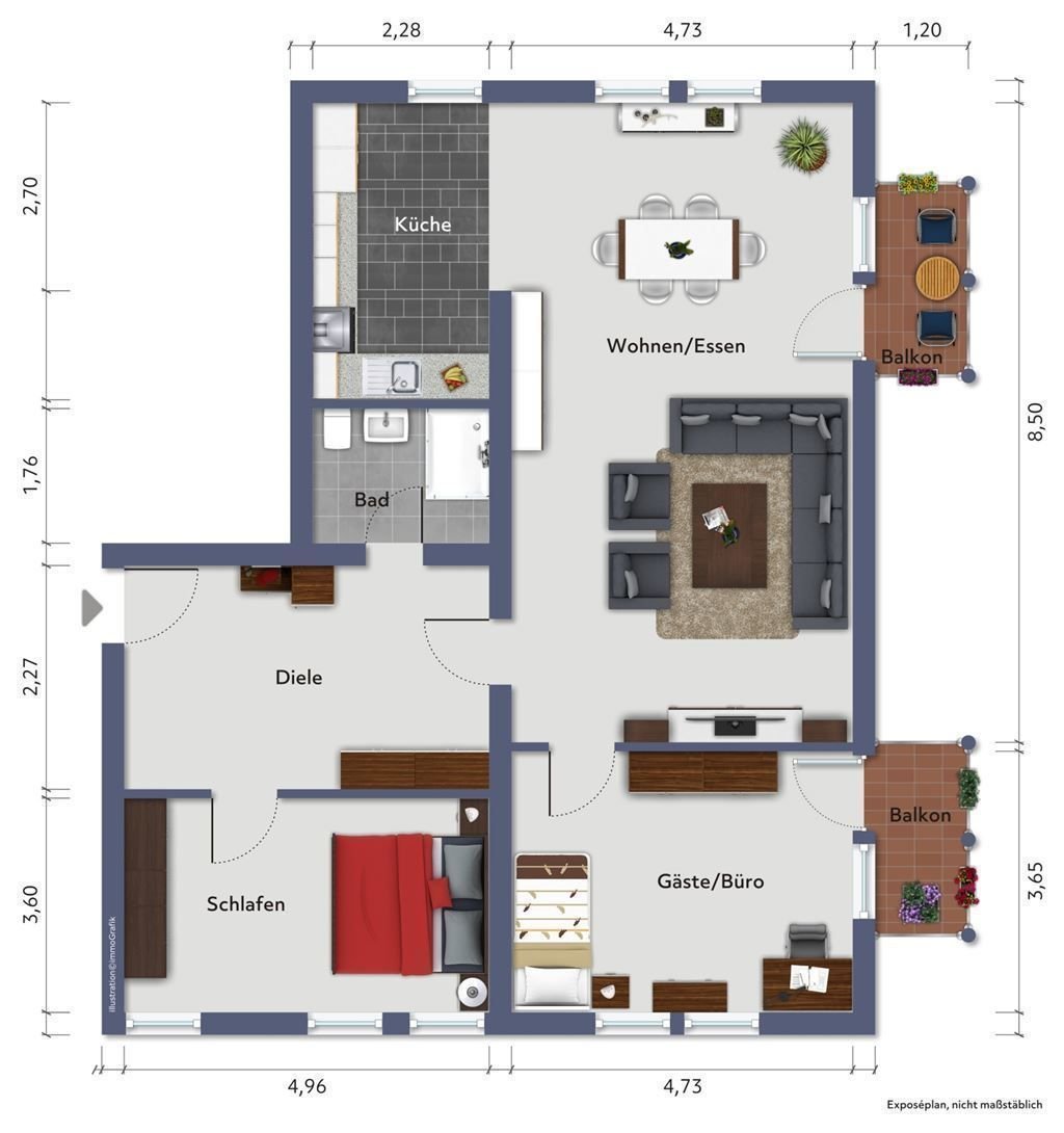 Wohnung zur Miete 1.340 € 3 Zimmer 103 m²<br/>Wohnfläche 1.<br/>Geschoss ab sofort<br/>Verfügbarkeit Kehl - Sundheim Kehl , Rhein 77694