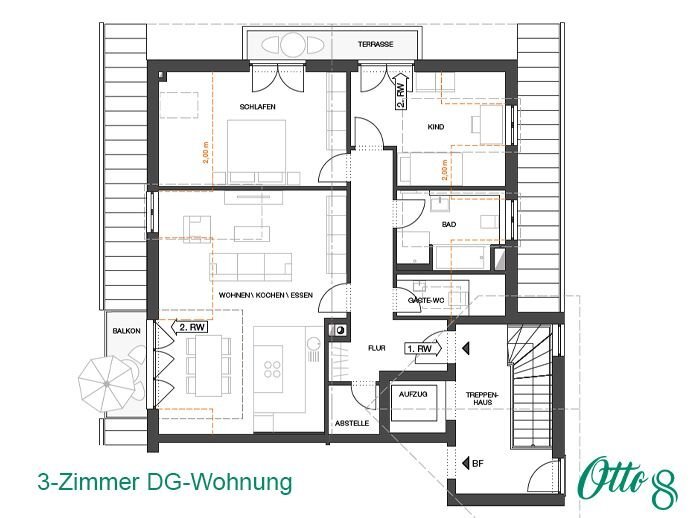 Wohnung zum Kauf provisionsfrei 685.000 € 3 Zimmer 96,1 m²<br/>Wohnfläche 2.<br/>Geschoss Ottobrunner Straße 8 Faistenhaar Brunnthal 85649