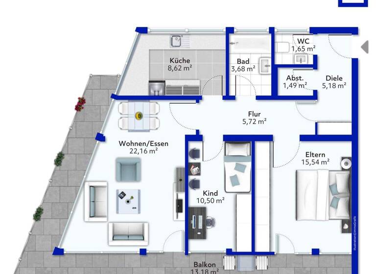 Wohnung zum Kauf 280.000 € 3 Zimmer 83,9 m² frei ab sofort Pfuhl Neu-Ulm 89233