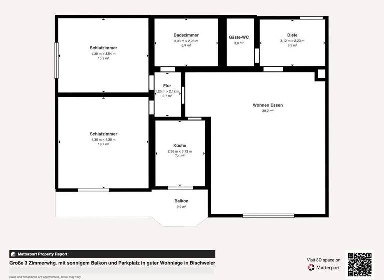 Wohnung zum Kauf 309.000 € 3 Zimmer 101,7 m² 1. Geschoss Bischweier 76476