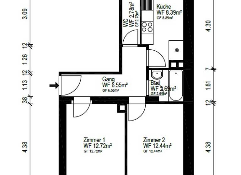 Wohnung zum Kauf 169.000 € 2 Zimmer 46 m² EG frei ab 01.08.2026 Falkenstraße 1 Rabus Nürnberg 90461