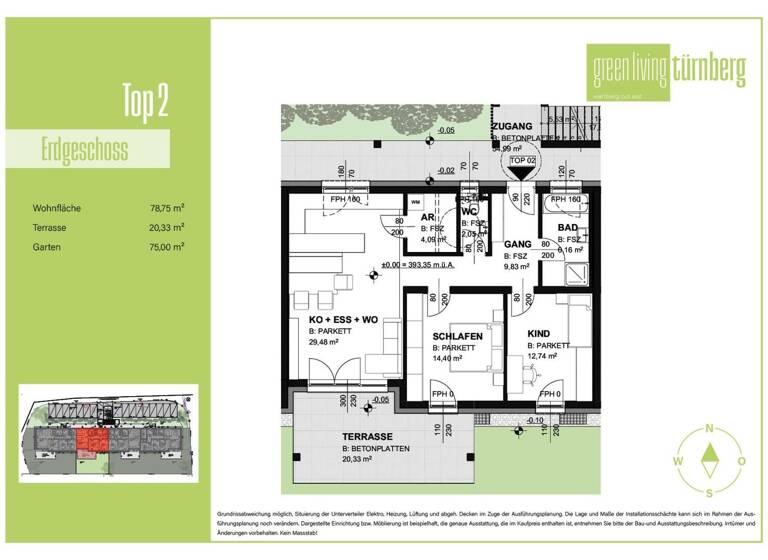 Wohnung zum Kauf - Erstbezug 353.000 € 3 Zimmer 78,8 m² Wartberg ob der Aist 4224
