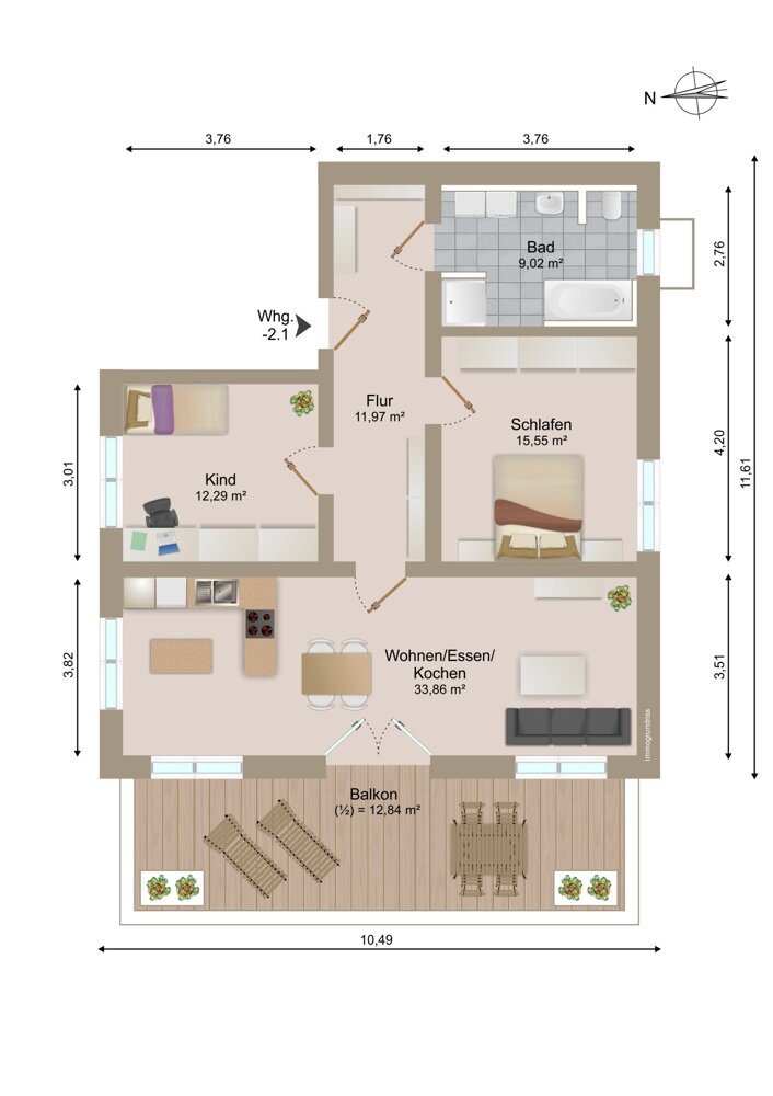 Wohnung zum Kauf 484.000 € 3 Zimmer 95,5 m²<br/>Wohnfläche 2.<br/>Geschoss Burgstraße 36 Mitterfels Mitterfels 94360