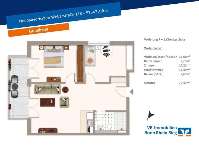 Wohnung zum Kauf - Erstbezug provisionsfrei 394.000 € 3 Zimmer 79,4 m² Weberstraße 118 Alfter 53347