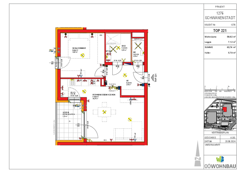 Wohnung zur Miete - Erstbezug 745 € 2 Zimmer 56,6 m² 4. Geschoss Alleehof 4 und 5 Schwanenstadt 4690