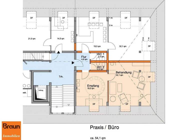Bürofläche zur Miete 490 € 2 Zimmer 54 m² Bürofläche Villingen Villingen-Schwenningen 78050