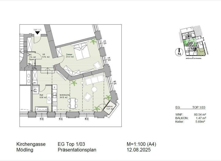 Büro zum Kauf 6.581 € 2 Zimmer 80,5 m² Bürofläche Mödling 2340