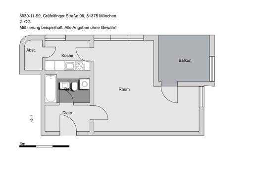 Studio zur Miete 840 € 1 Zimmer 46,5 m² 2. Geschoss frei ab 16.09.2026 Gräfelfinger Straße 96 Hadern München 81375