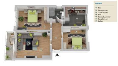 Wohnung zur Miete 780 € 3 Zimmer 70 m² 1. Geschoss frei ab 01.08.2025 Froschhausen Seligenstadt 63500
