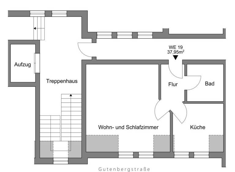 Studio zur Miete 390 € 1 Zimmer 38 m² 3. Geschoss Gotha 99867