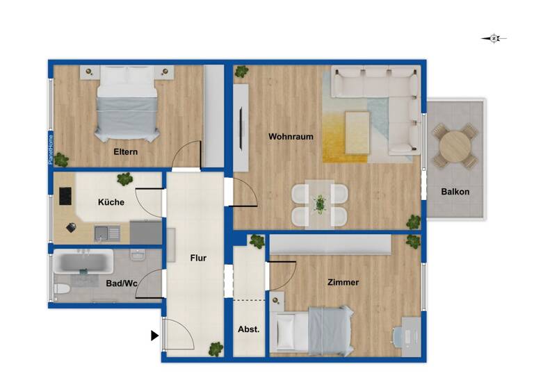 Wohnung zum Kauf 249.000 € 3 Zimmer 73 m²<br/>Wohnfläche 1.<br/>Geschoss Burghausen Burghausen 84489