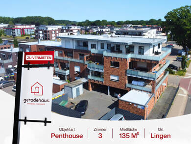 Penthouse zur Miete 1.550 € 3 Zimmer 134,6 m² Lingen Lingen 49808