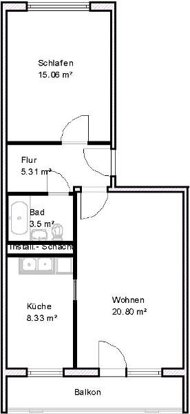 Wohnung zur Miete 383 € 2 Zimmer 54,8 m²<br/>Wohnfläche 4.<br/>Geschoss Lerchenwuhne 173 Meseberger Weg / Milchweg Magdeburg 39128