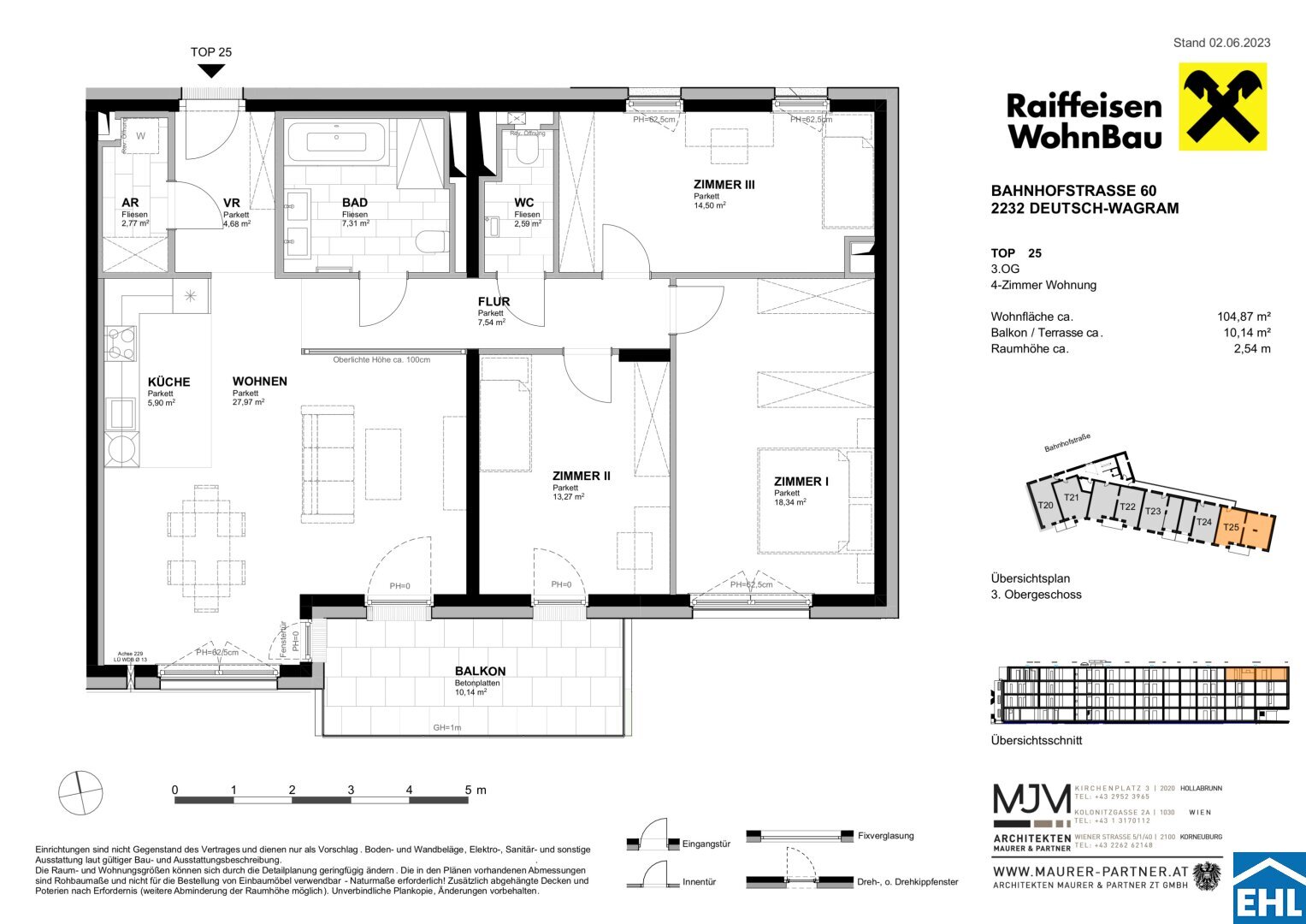 Wohnung zum Kauf 503.300 € 4 Zimmer 104,9 m²<br/>Wohnfläche 3.<br/>Geschoss Bahnhofstraße Deutsch-Wagram 2232