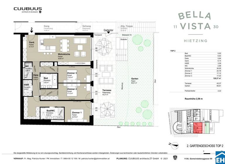 Wohnung zum Kauf - Erstbezug 4 Zimmer 128,4 m² EG Gemeindeberggasse Wien 1130
