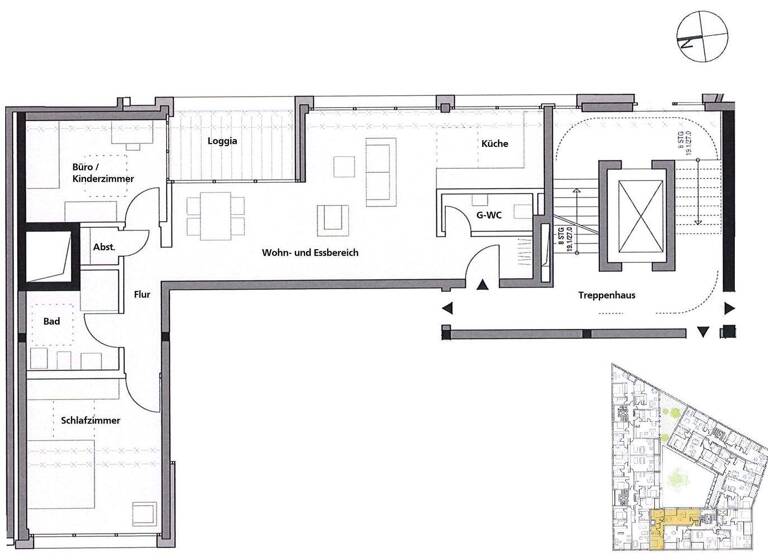 Wohnung zum Kauf 389.000 € 3 Zimmer 91,9 m² 3. Geschoss Innenstadt Gütersloh 33330