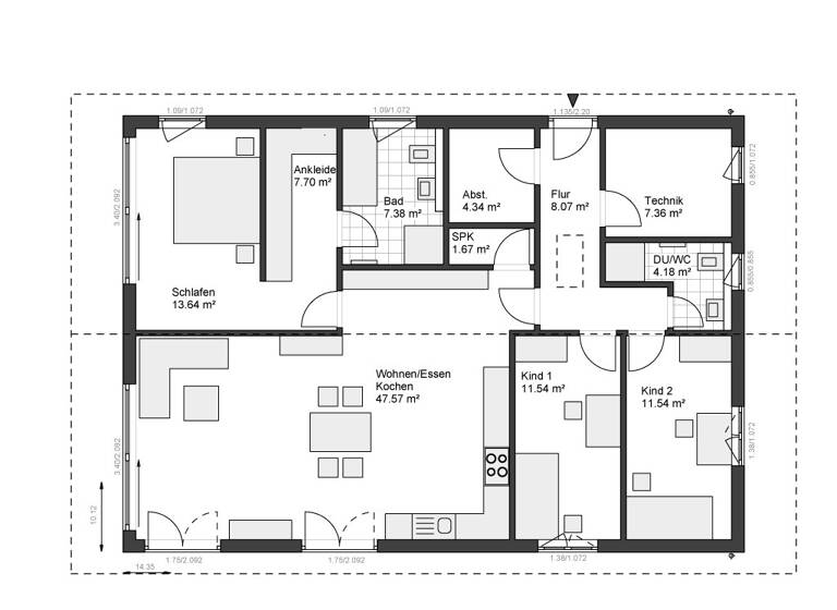 Bungalow zum Kauf provisionsfrei 371.381 € 4 Zimmer 123 m² 1.257 m² Grundstück Eichenau Großenlüder 36137