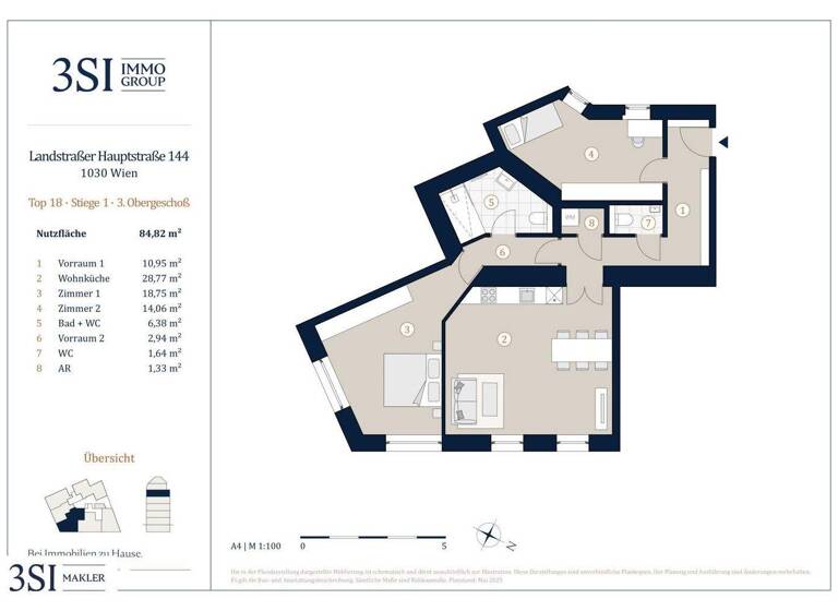 Wohnung zum Kauf - Erstbezug 729.000 € 3 Zimmer 84,8 m² 4. Geschoss Landstraßer Hauptstraße 144 Wien 1030