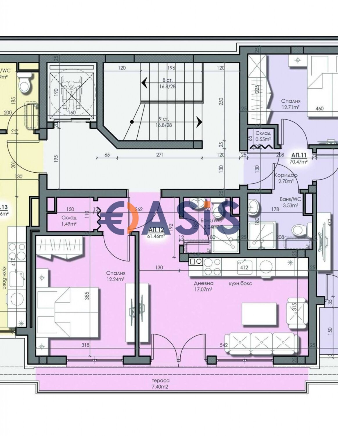 Studio zum Kauf provisionsfrei 89.117 € 2 Zimmer 62 m²<br/>Wohnfläche 5.<br/>Geschoss ulitsa "Oktomvri" 66 ???????? 8016