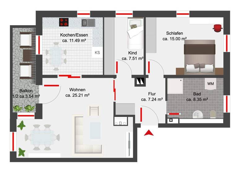 Wohnung zum Kauf 569.000 € 3 Zimmer 80 m² Bad Wiessee 83707
