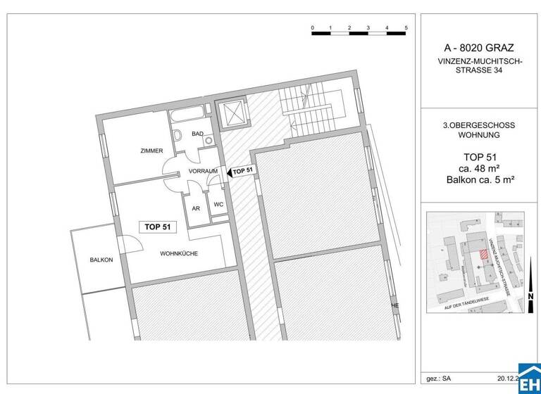 Wohnung zur Miete 351 € 2 Zimmer 32,1 m² 3. Geschoss frei ab 01.03.2026 Vinzenz-Muchitsch-Straße Gries Graz 8020