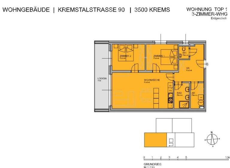 Wohnung zur Miete 950 € 3 Zimmer 89,8 m² frei ab sofort Krems an der Donau 3500