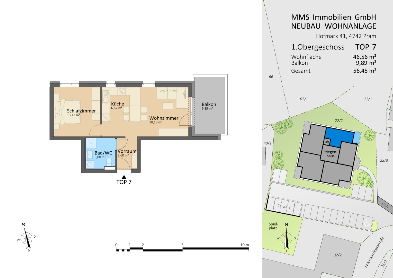 Wohnung zum Kauf provisionsfrei 191.000 € 2 Zimmer 46,6 m²<br/>Wohnfläche Hofmark 41 Pram 4742