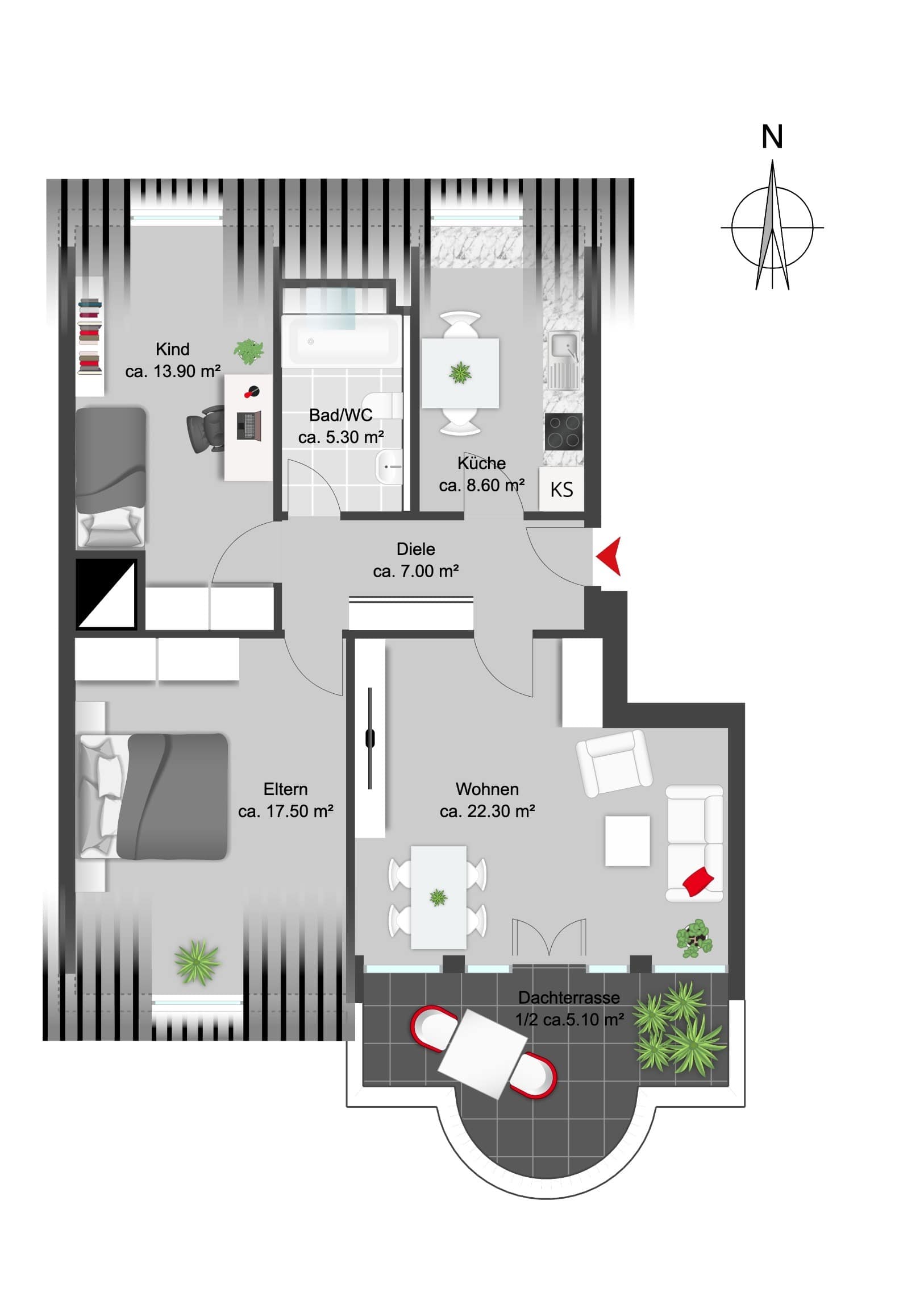 Wohnung zum Kauf 520.000 € 3 Zimmer 79,7 m²<br/>Wohnfläche 3.<br/>Geschoss Freising Freising 85354