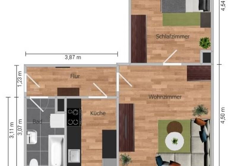 Wohnung zur Miete 300 € 2 Zimmer 49,2 m² 1. Geschoss Jahnstraße 1b Tschernitz 03130