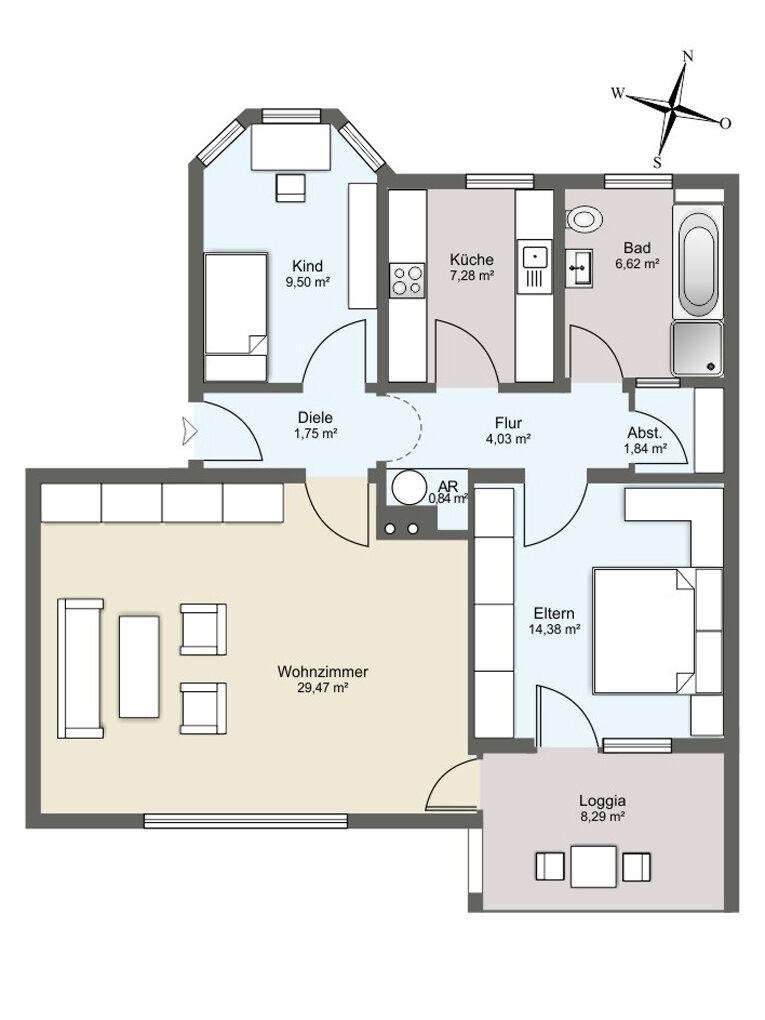 Studio zur Miete 940 € 3 Zimmer 81 m²<br/>Wohnfläche ab sofort<br/>Verfügbarkeit Schweinheim Aschaffenburg 63743