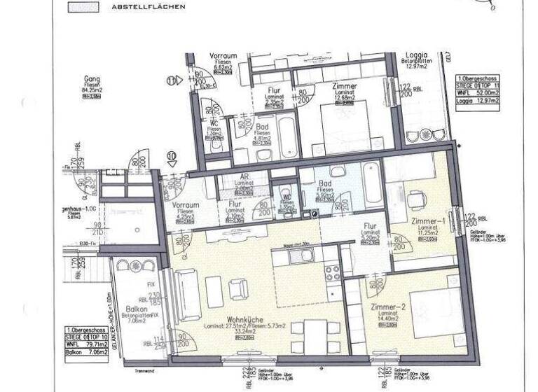 Wohnung zur Miete 975 € 3 Zimmer 79,7 m² 1. Geschoss Wiener Neustadt 2700