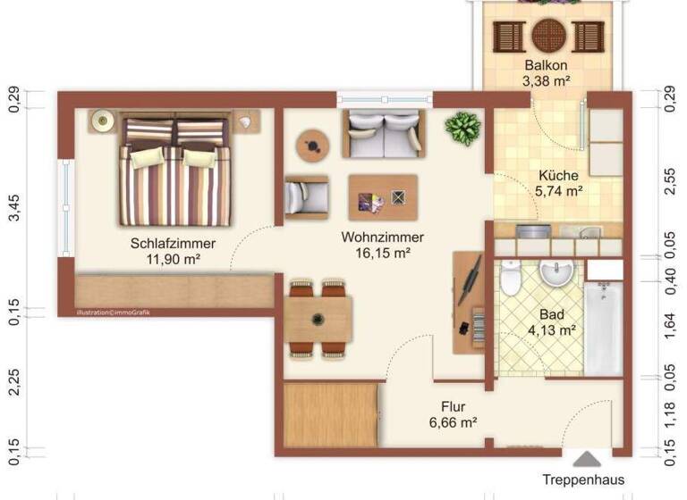 Wohnung zur Miete 408 € 2 Zimmer 46,2 m² 5. Geschoss Lomonossowallee 2 Schönwalde I Greifswald 17491