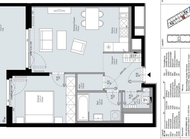 Wohnung zur Miete 1.100 € 2 Zimmer 52,4 m² Donau City-Straße 12 Wien 1220