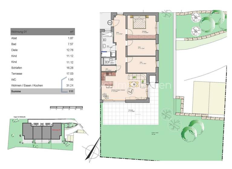 Terrassenwohnung zum Kauf - Neubau provisionsfrei 553.900 € 4 Zimmer 111 m²<br/>Wohnfläche EG<br/>Geschoss Entensee Rückersdorf 90607