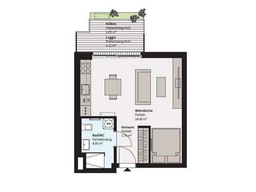 Studio zur Miete - Erstbezug 718 € 1 Zimmer 33,1 m² 2. Geschoss frei ab 01.04.2026 Erzherzog-Karl-Straße Wien 1220