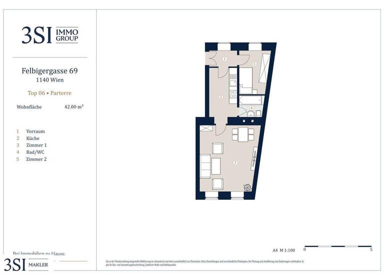 Wohnung zum Kauf 170.000 € 2 Zimmer 42 m² EG Felbigergasse 69 Wien 1140