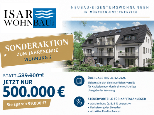 Terrassenwohnung zum Kauf - Erstbezug provisionsfrei 500.000 € 2 Zimmer 54,1 m² 2 Geschosse frei ab sofort Sickenbergerstraße 10 Allach-Untermenzing München 80997