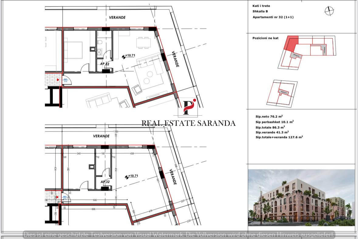 Wohnung zum Kauf 2 Zimmer 127,6 m²<br/>Wohnfläche 4.<br/>Geschoss Saranda 9701