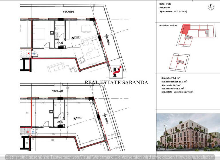 Wohnung zum Kauf 204.160 € 2 Zimmer 127,6 m² 4. Geschoss Saranda 9701