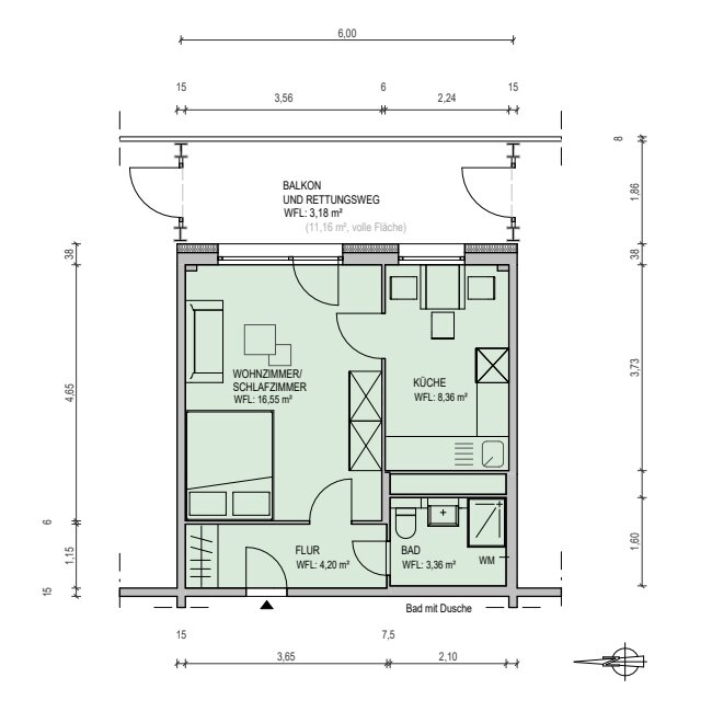 Wohnung zur Miete 321 € 1 Zimmer 35,7 m²<br/>Wohnfläche 3.<br/>Geschoss Weißdornstraße 3 Grünau - Ost Leipzig 04209