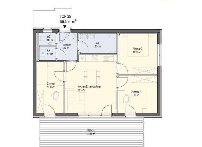 Wohnung zum Kauf - Erstbezug provisionsfrei 266.980 € 4 Zimmer 69,9 m² 3. Geschoss Voitsberg 8570