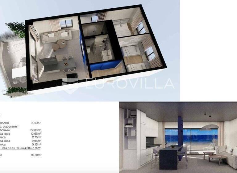 Wohnung zum Kauf 410.640 € 2 Zimmer 69 m² 1. Geschoss Povljana Povljana 23249